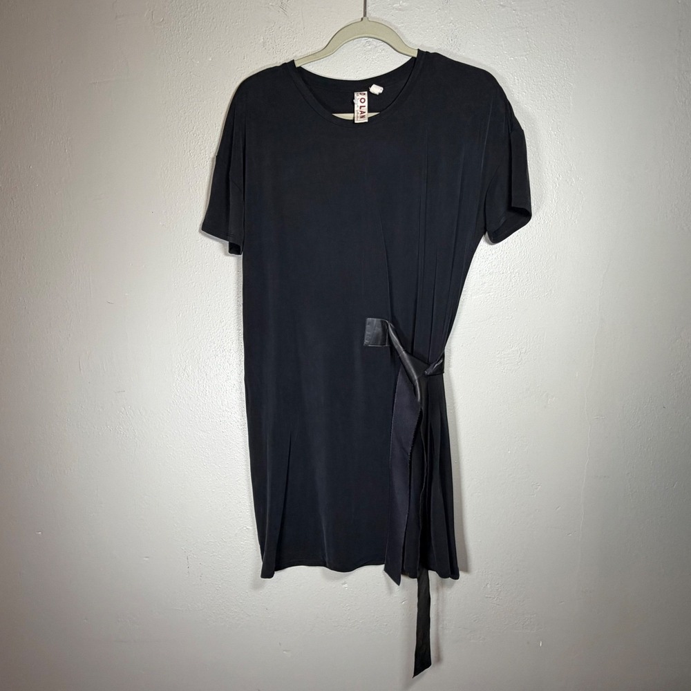 Dolan Left Coast Collection Black Cupro Side Tie T-Shirt Dress‎ Small 15W123P456